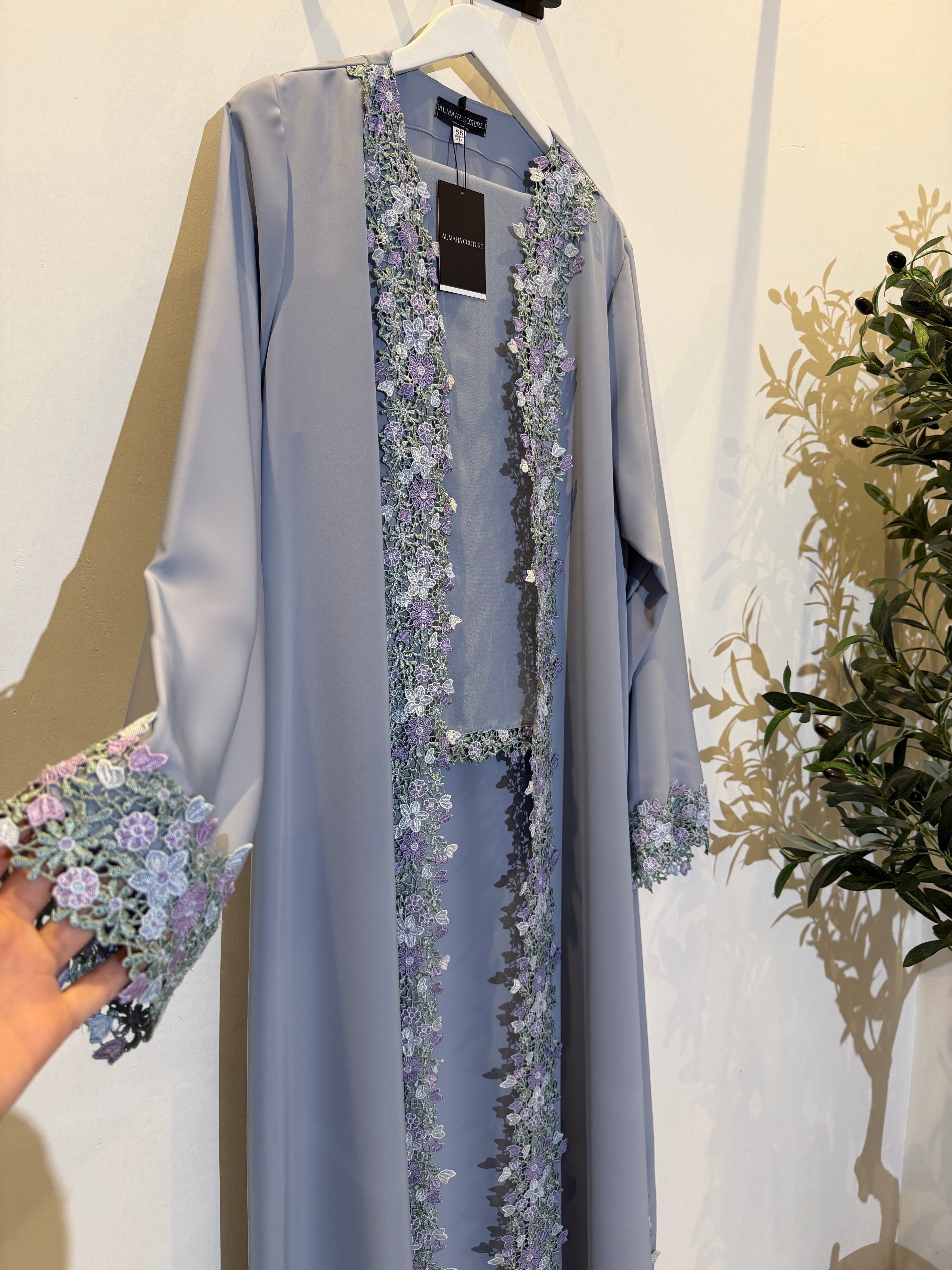 Layan Lace Abaya Set – Purple