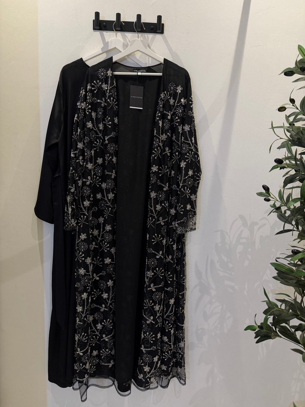 Manal Luxury 3-Piece Set - Pearl & Strass Abaya
