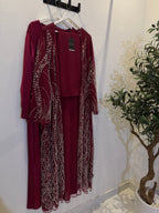 Layali Luxury 3-Piece Set – Pearl & Strass Abaya