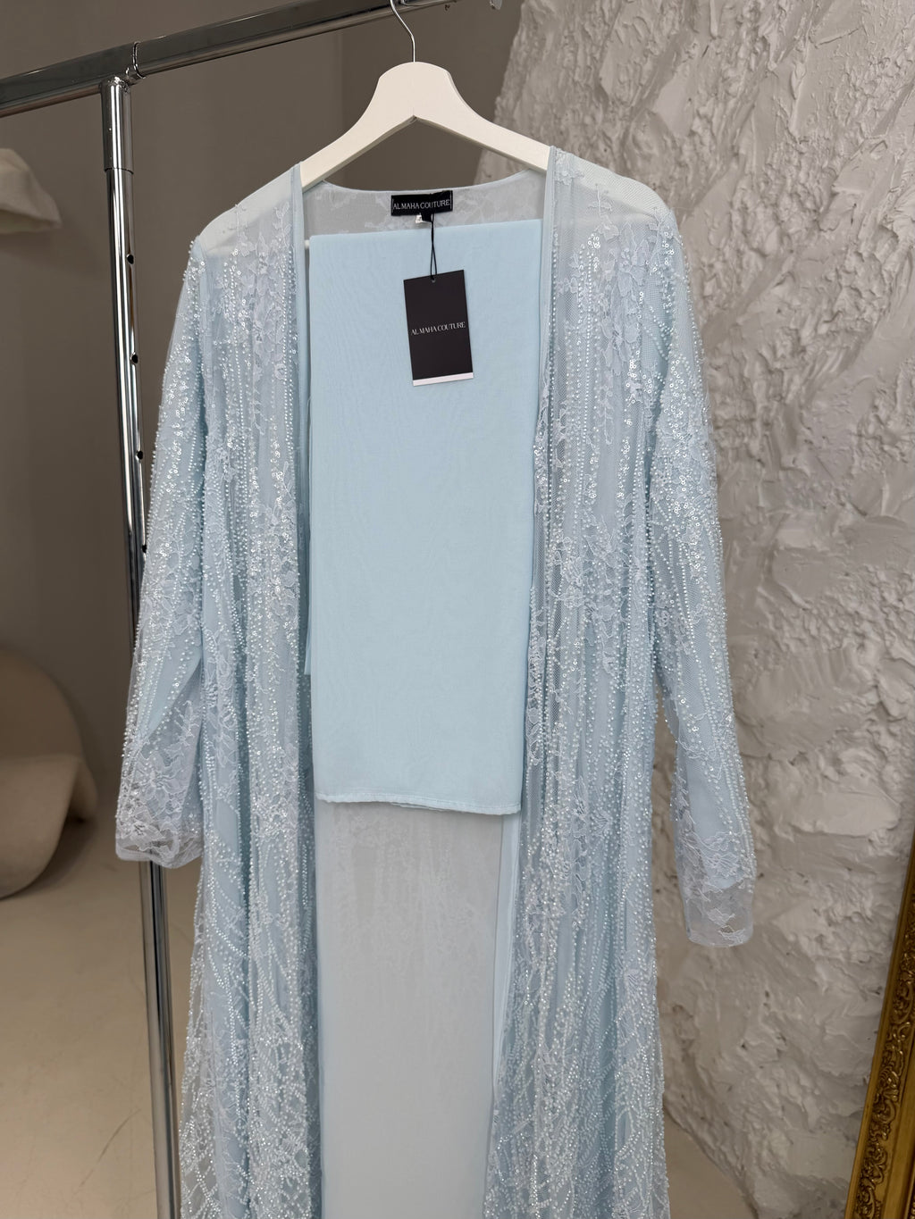 Malak Luxury 3-Piece Set - Lace & Strass Abaya