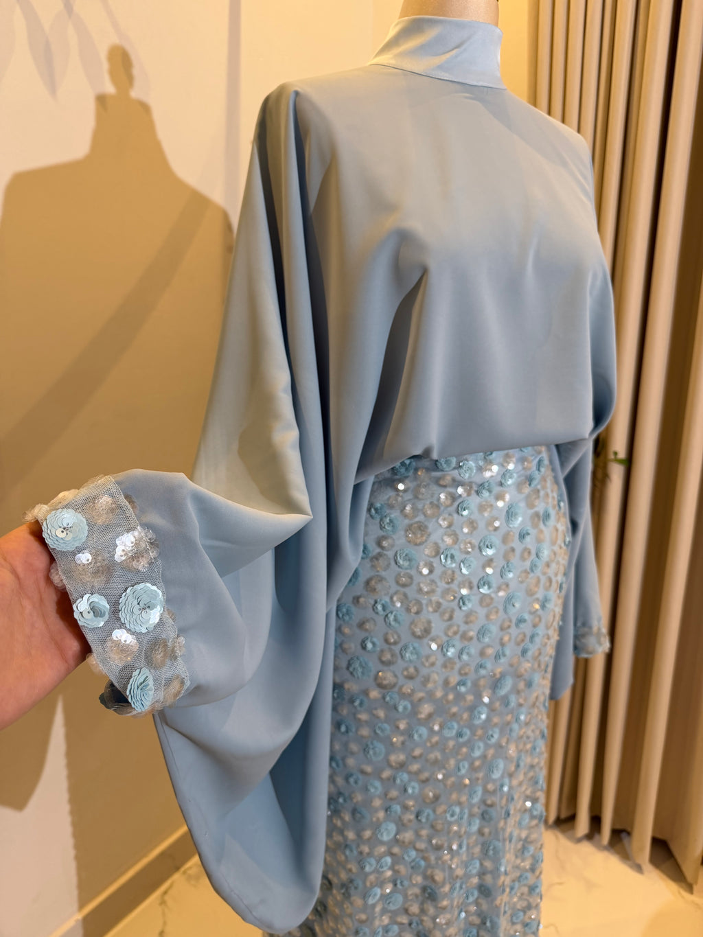 Alia Sequin Skirt Set – Baby blue