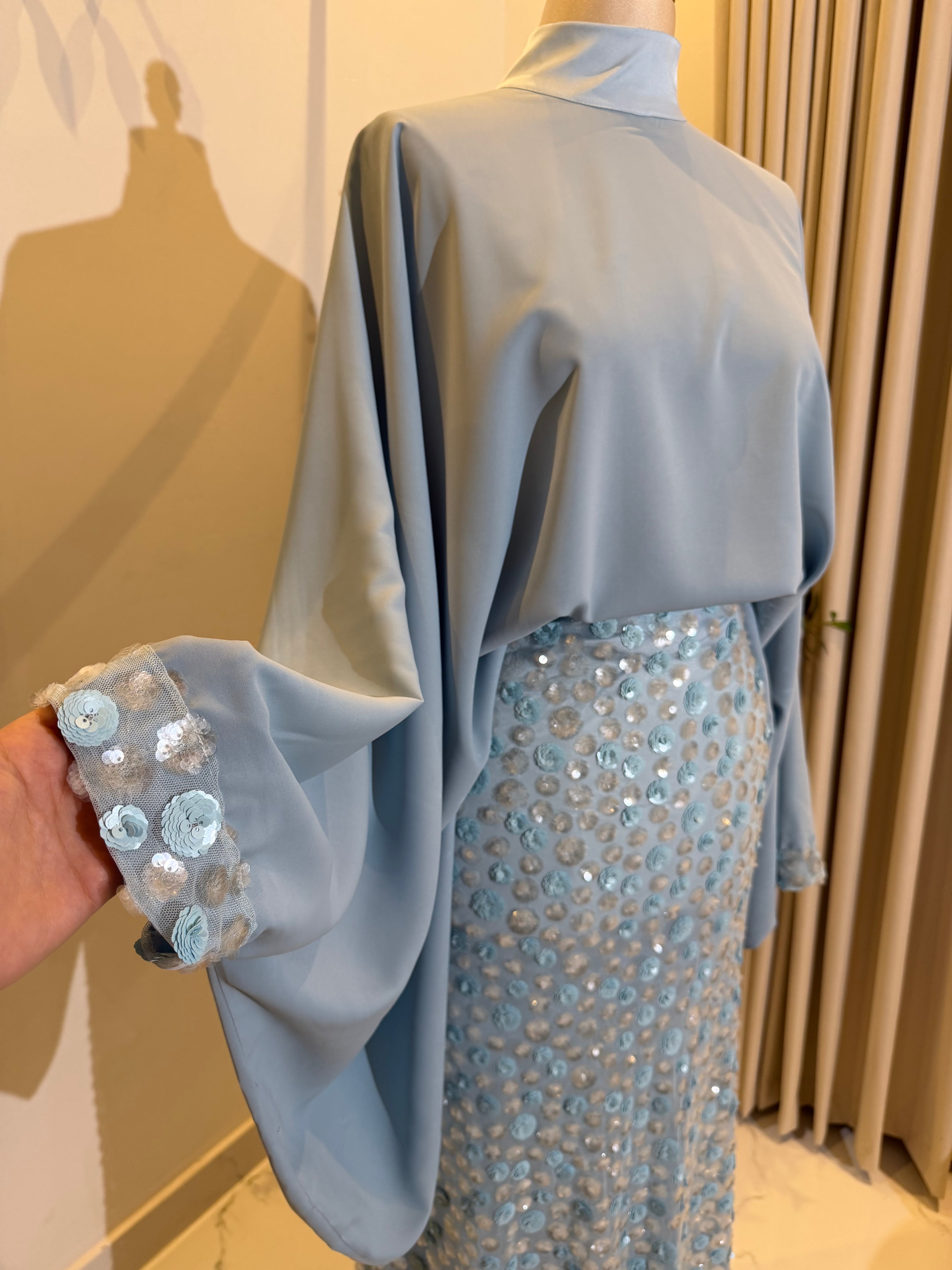 Alia Sequin Skirt Set – Baby blue