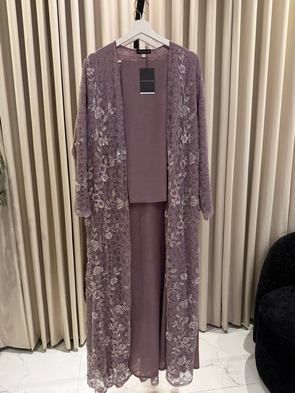 Ariella Luxury 3-Piece Set – Lace, Strass & Pearl Abaya