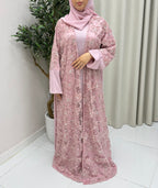 Aseel Full Pearl & Strass Luxury Set – Abaya, Dress & Sheila