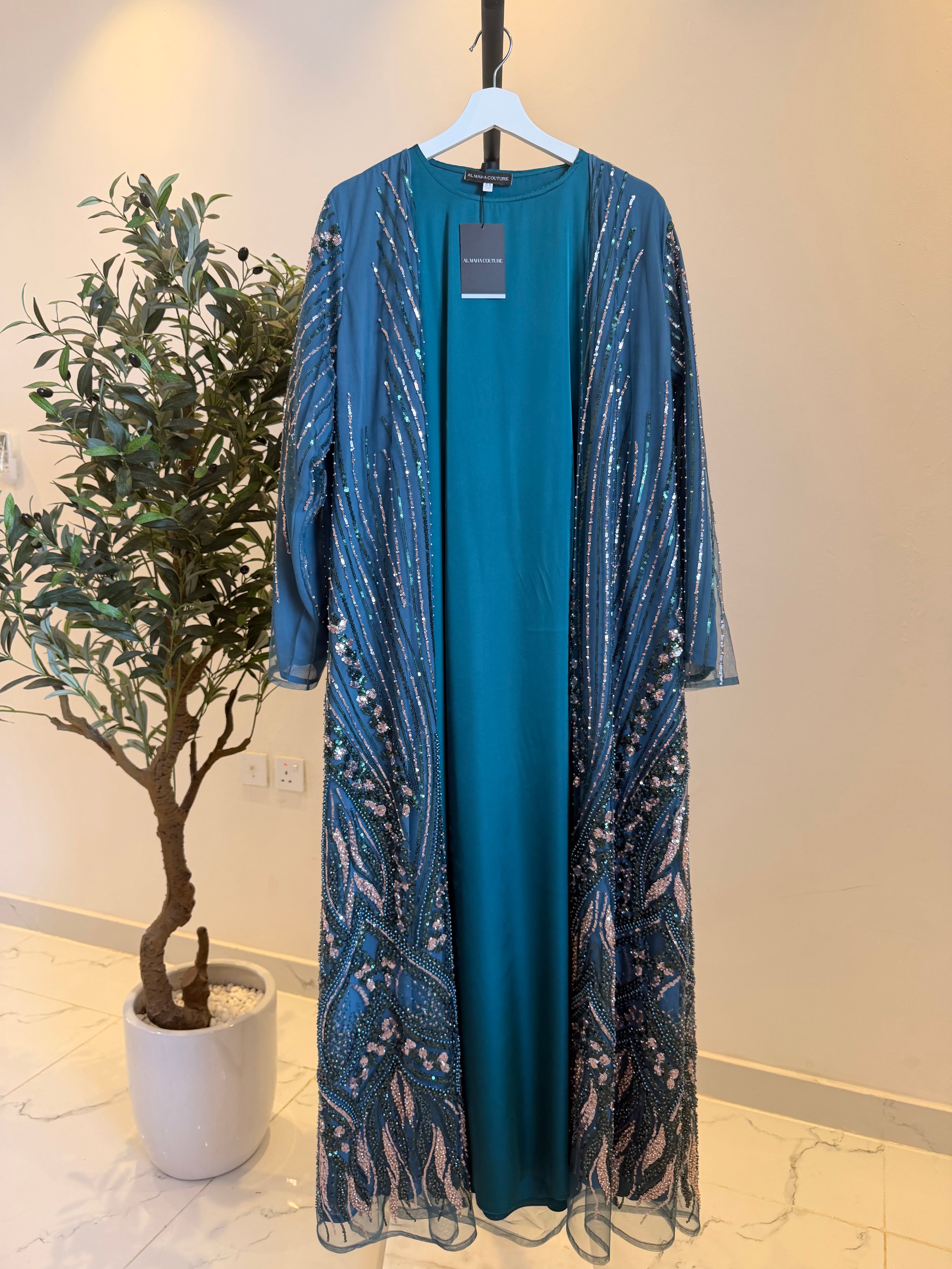 Malak Luxury 3-Piece Set - Pearl & Strass Abaya