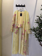 Sima Floral Lace Luxury Abaya with Sheila - Yellow 💛