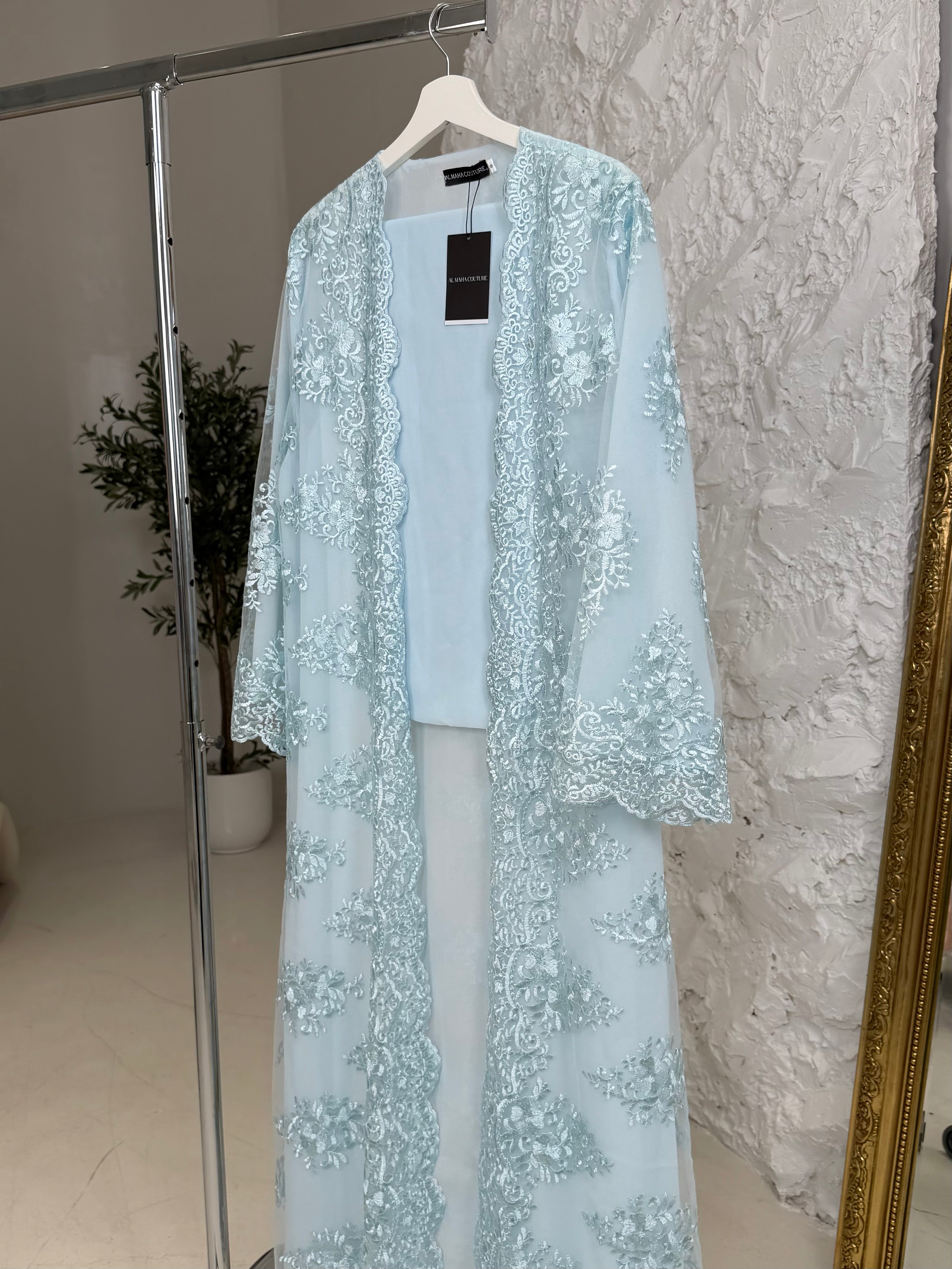 Lana Blue Full Lace Abaya with Sheila
