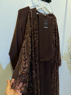 Jumana Luxury 3-Piece Set – Pearl & Strass Abaya