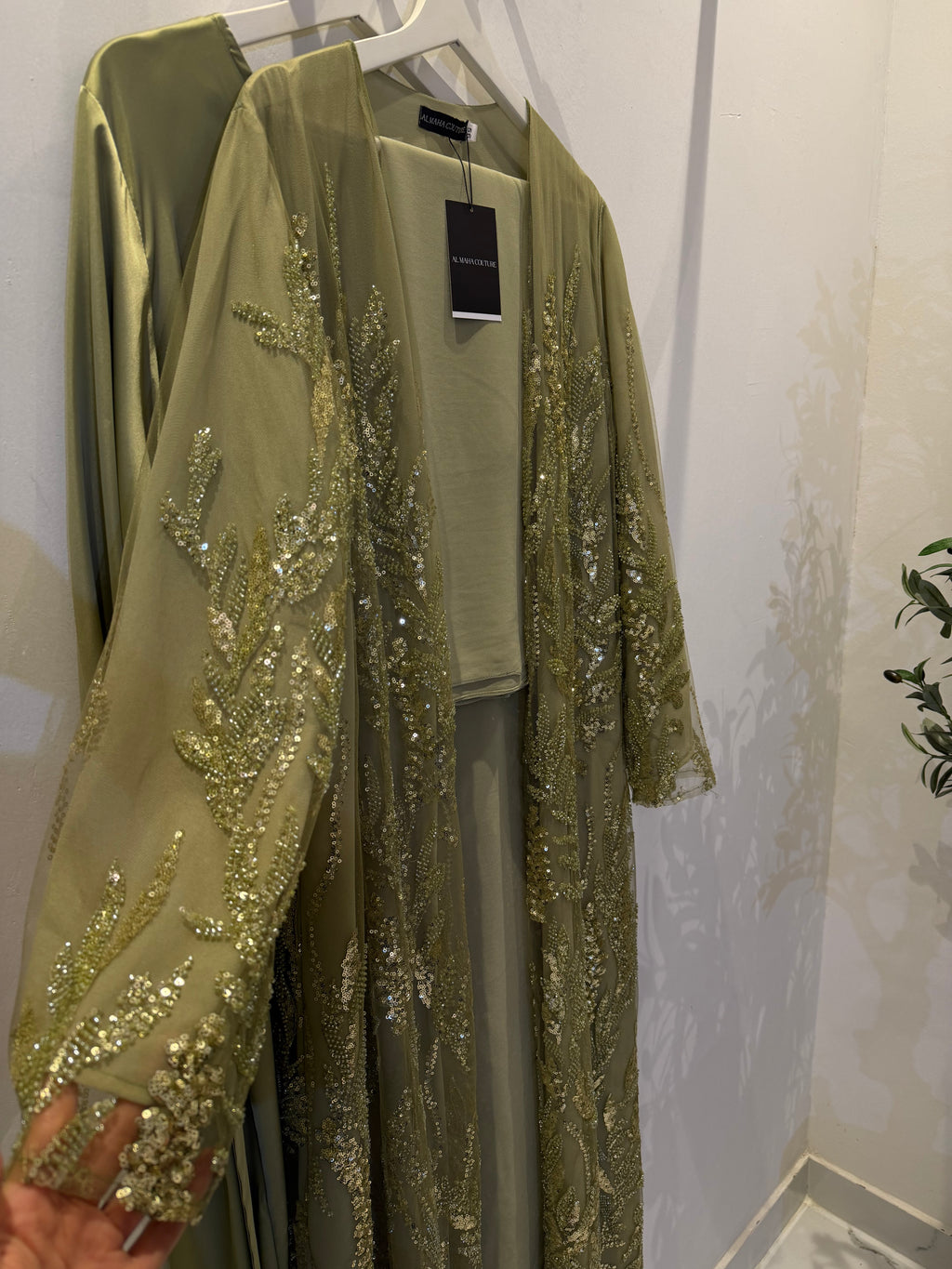 Mahra Luxury 3-Piece Set - Pearl & Strass Abaya