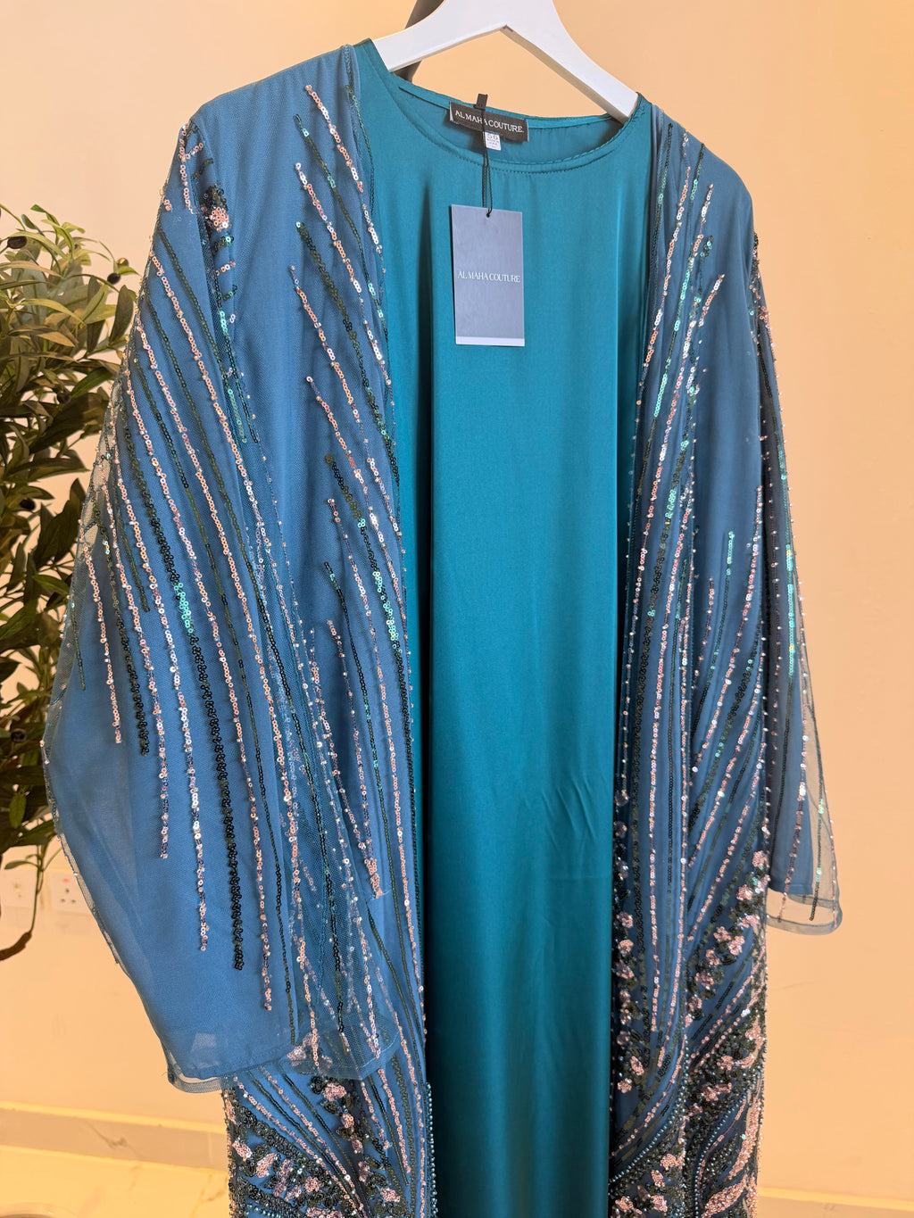 Malak Luxury 3-Piece Set - Pearl & Strass Abaya
