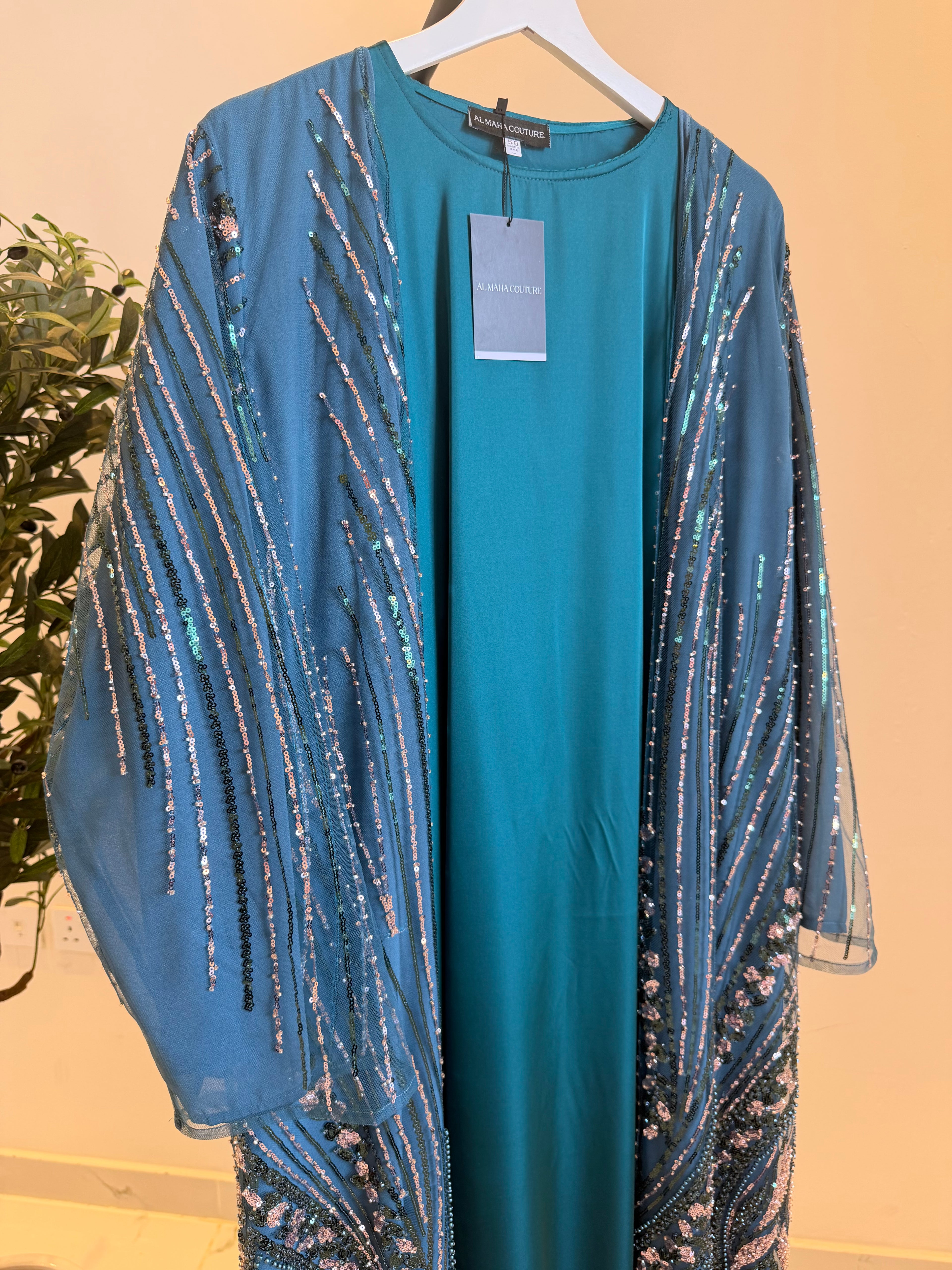 Malak Luxury 3-Piece Set - Pearl & Strass Abaya