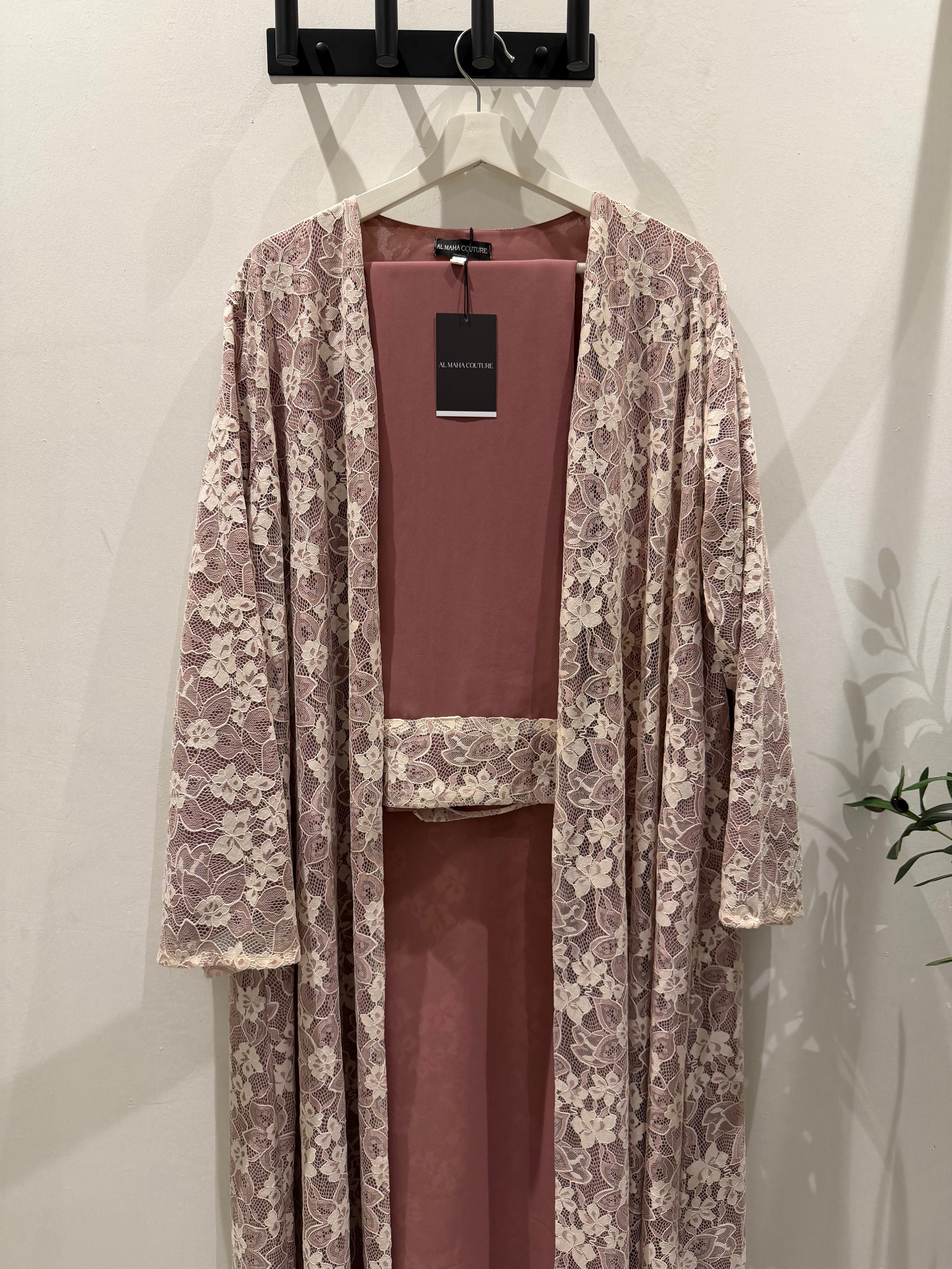 Serena Lace Abaya - Blush Pink