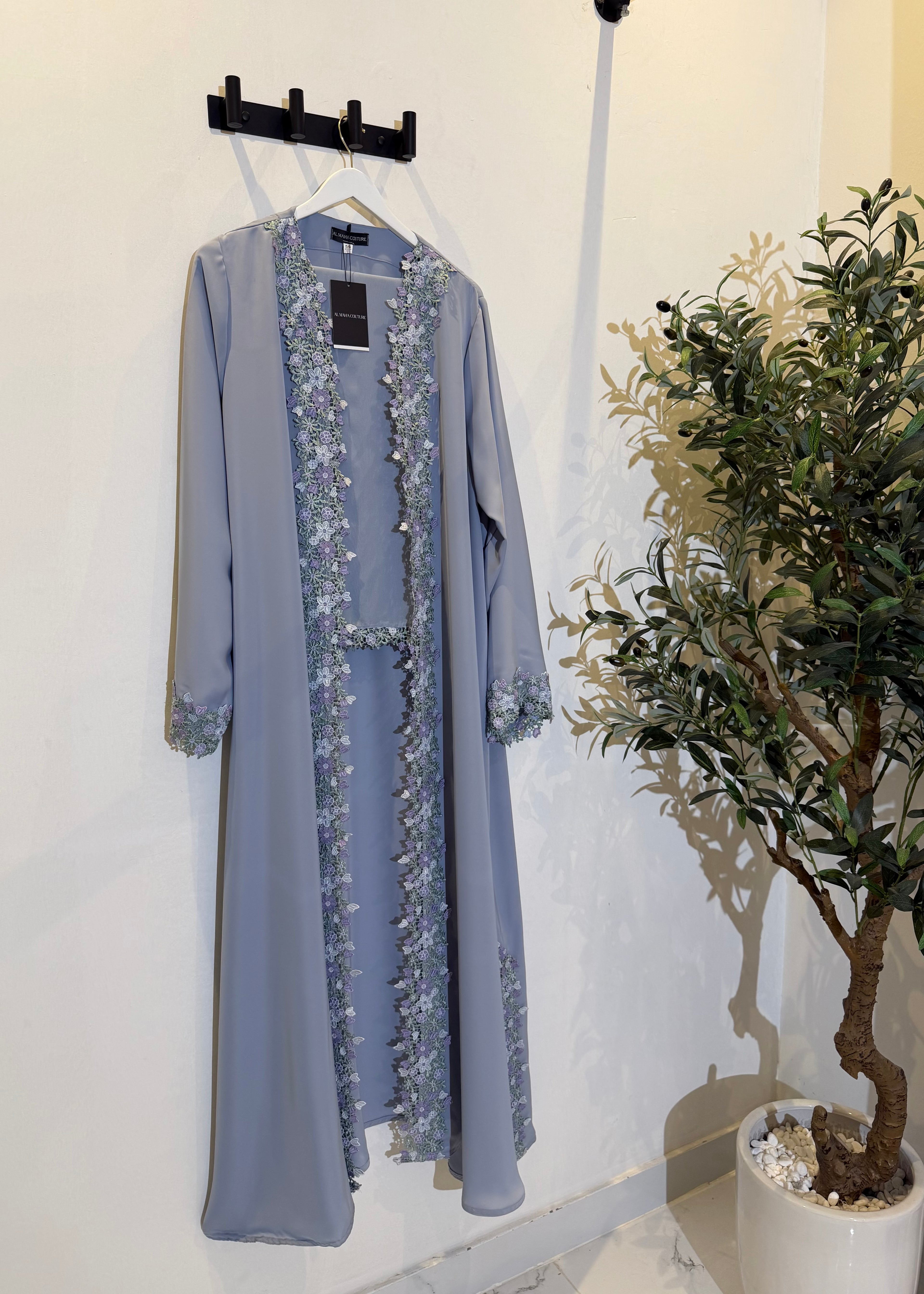 Layan Lace Abaya Set – Purple