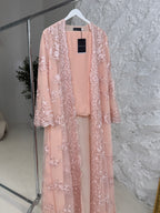 Leen Pink Full Lace Abaya with Sheila