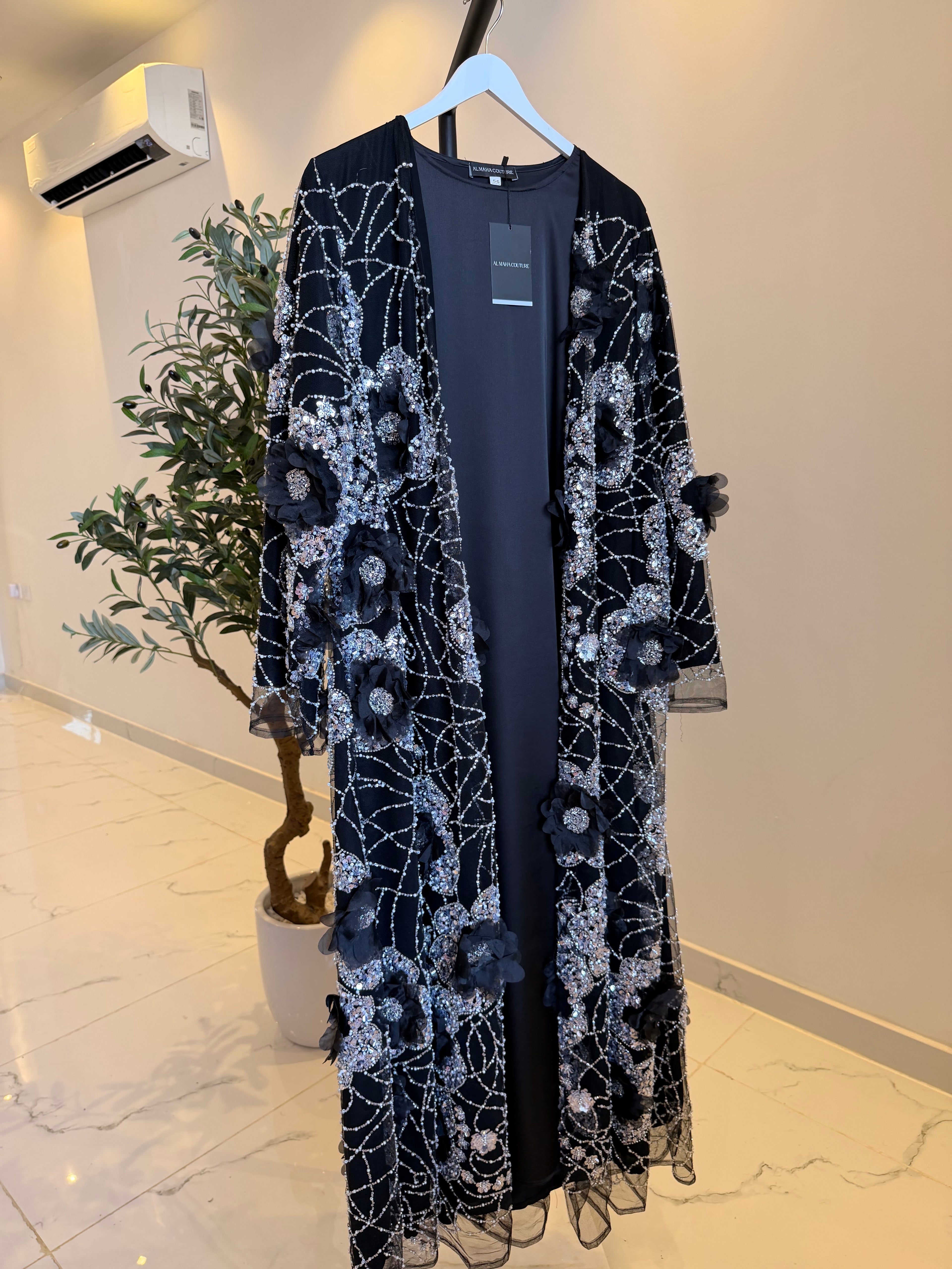 Lamaa Luxury 3-Piece Set - Pearl & Strass Abaya