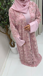 Aseel Full Pearl & Strass Luxury Set – Abaya, Dress & Sheila