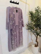 Amira Luxury 3-Piece Set – Pearl & Strass Abaya