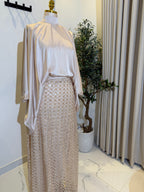 Alia Sequin Skirt Set – Beige