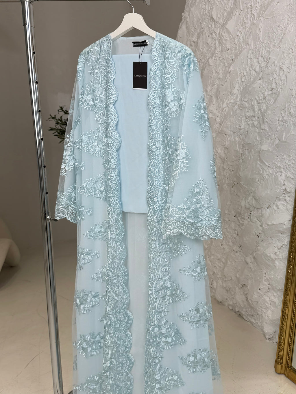 Lana Blue Full Lace Abaya with Sheila