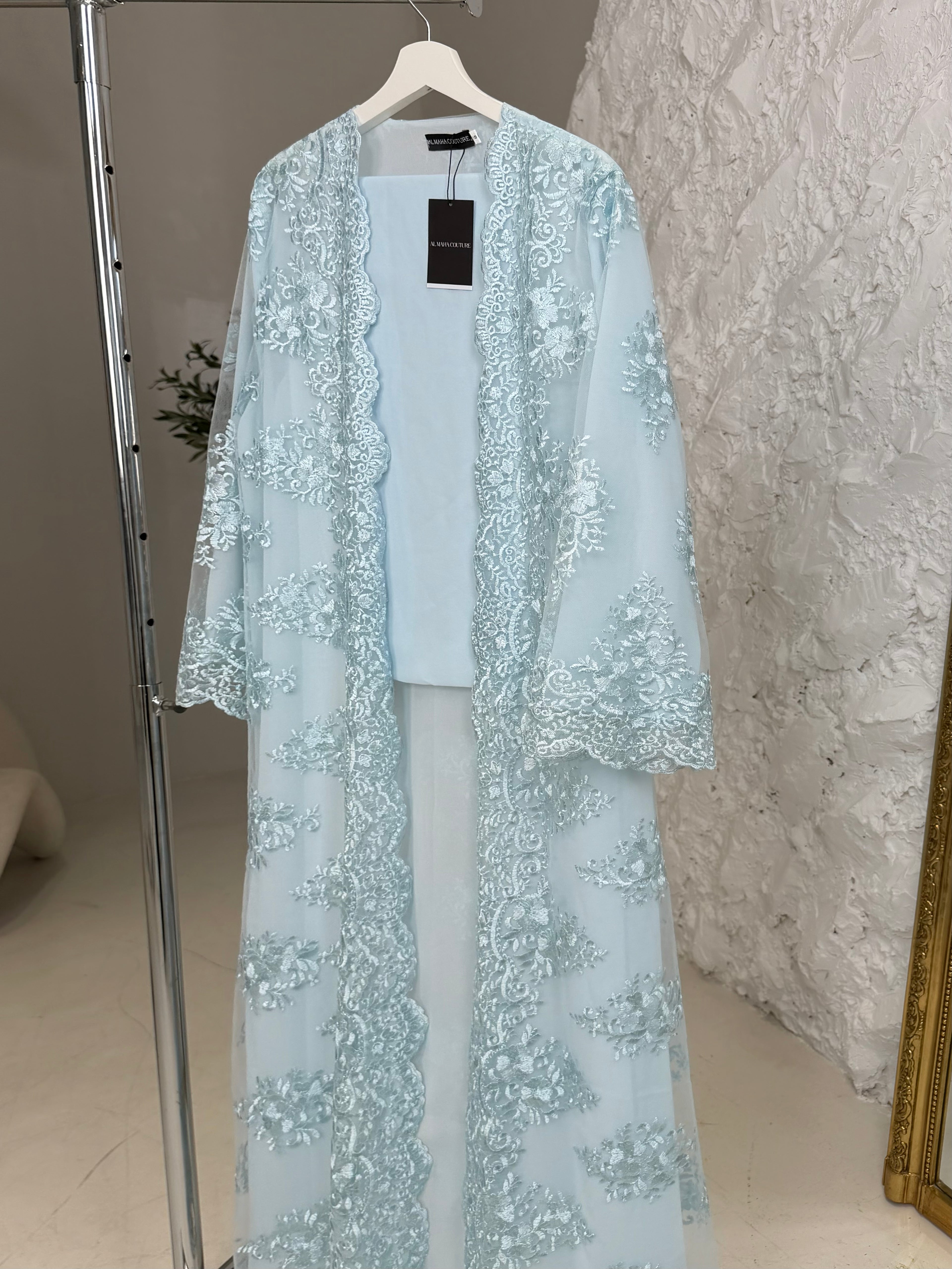 Lana Blue Full Lace Abaya with Sheila