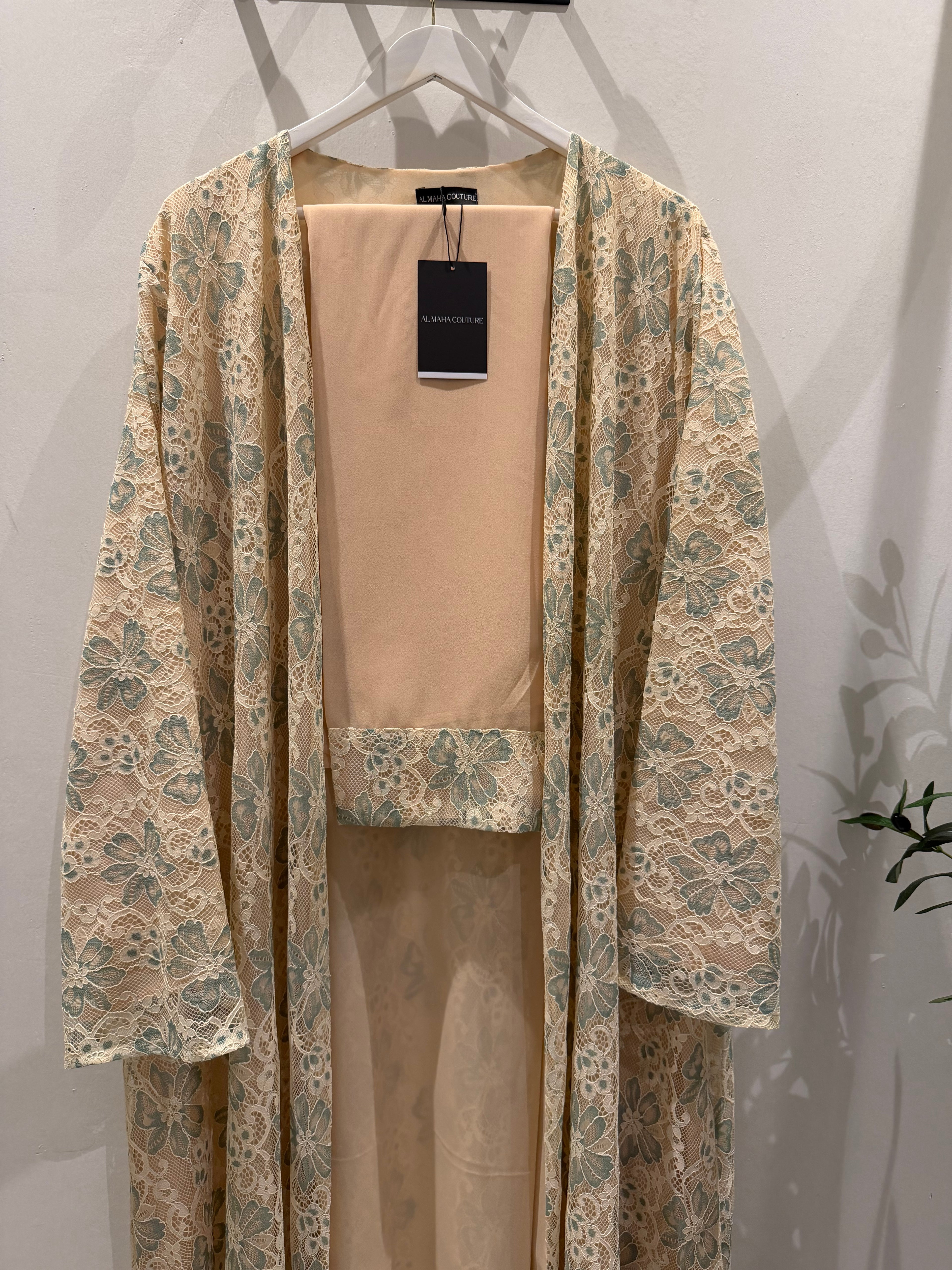Serena Lace Abaya - Ivory Beige