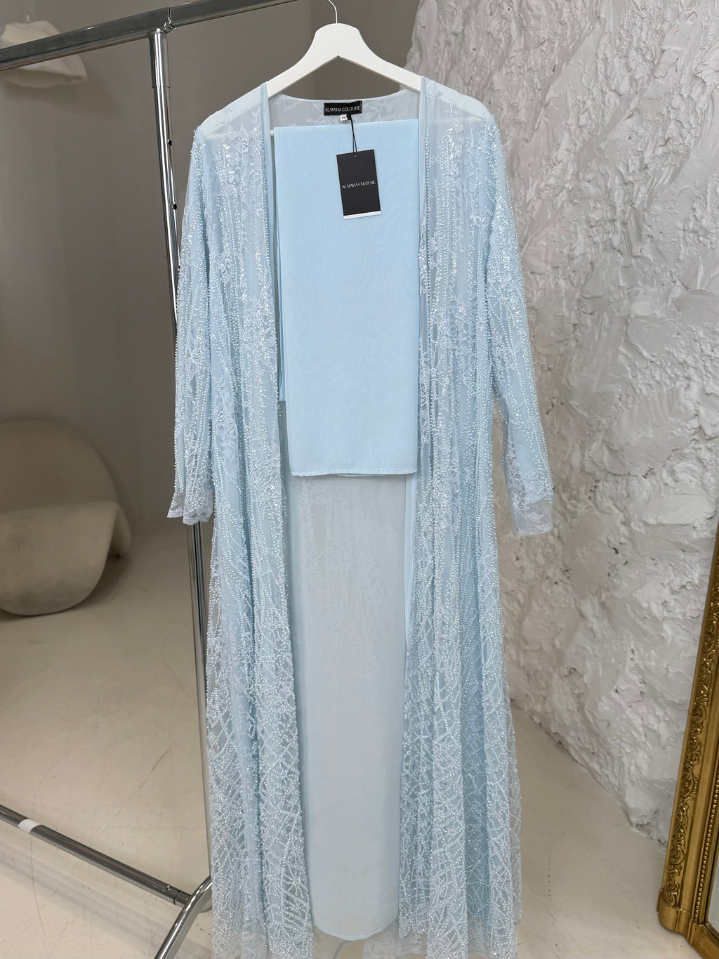 Malak Luxury 3-Piece Set - Lace & Strass Abaya