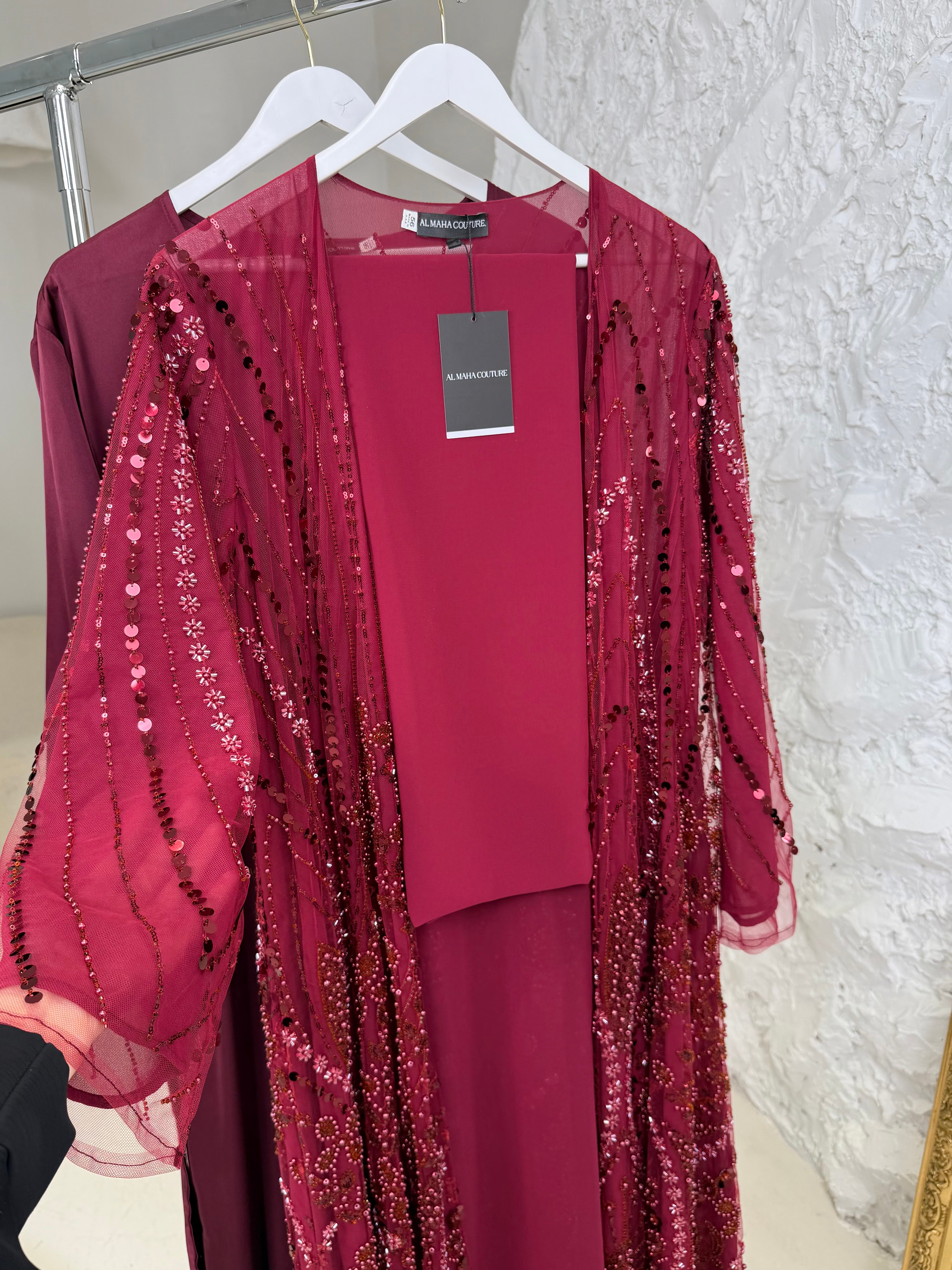 Ritaj Full Pearl & Strass Luxury Set – Abaya, Dress & Sheila