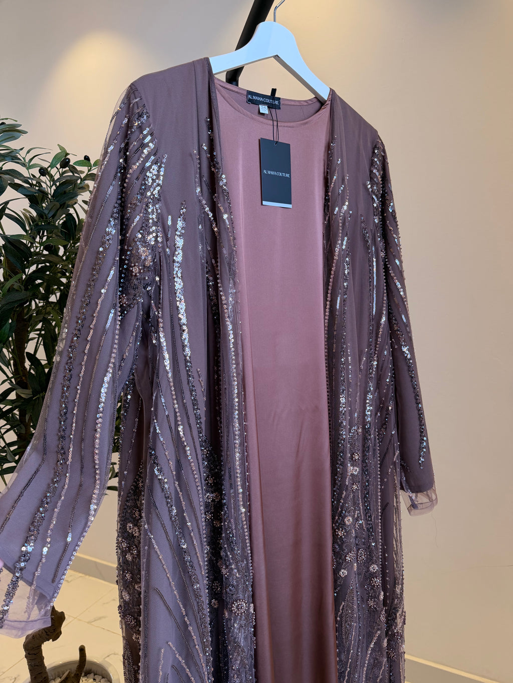 Maram Luxury 3-Piece Set - Pearl & Strass Abaya