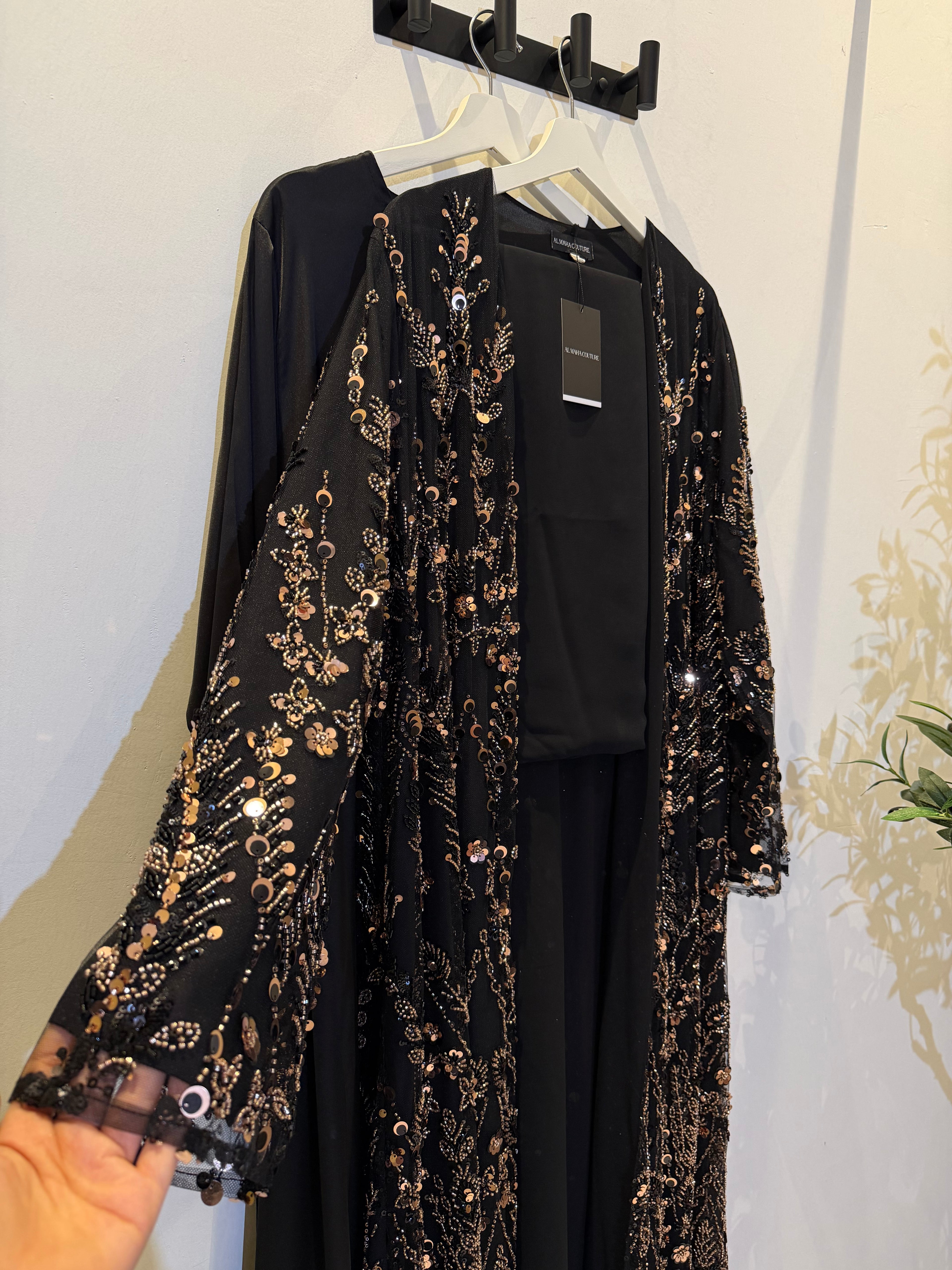 Sultana Luxury 3-Piece Set – Pearl & Strass Abaya