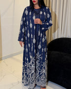 Zahia Luxury 3-Piece Set – Pearl & Strass Abaya