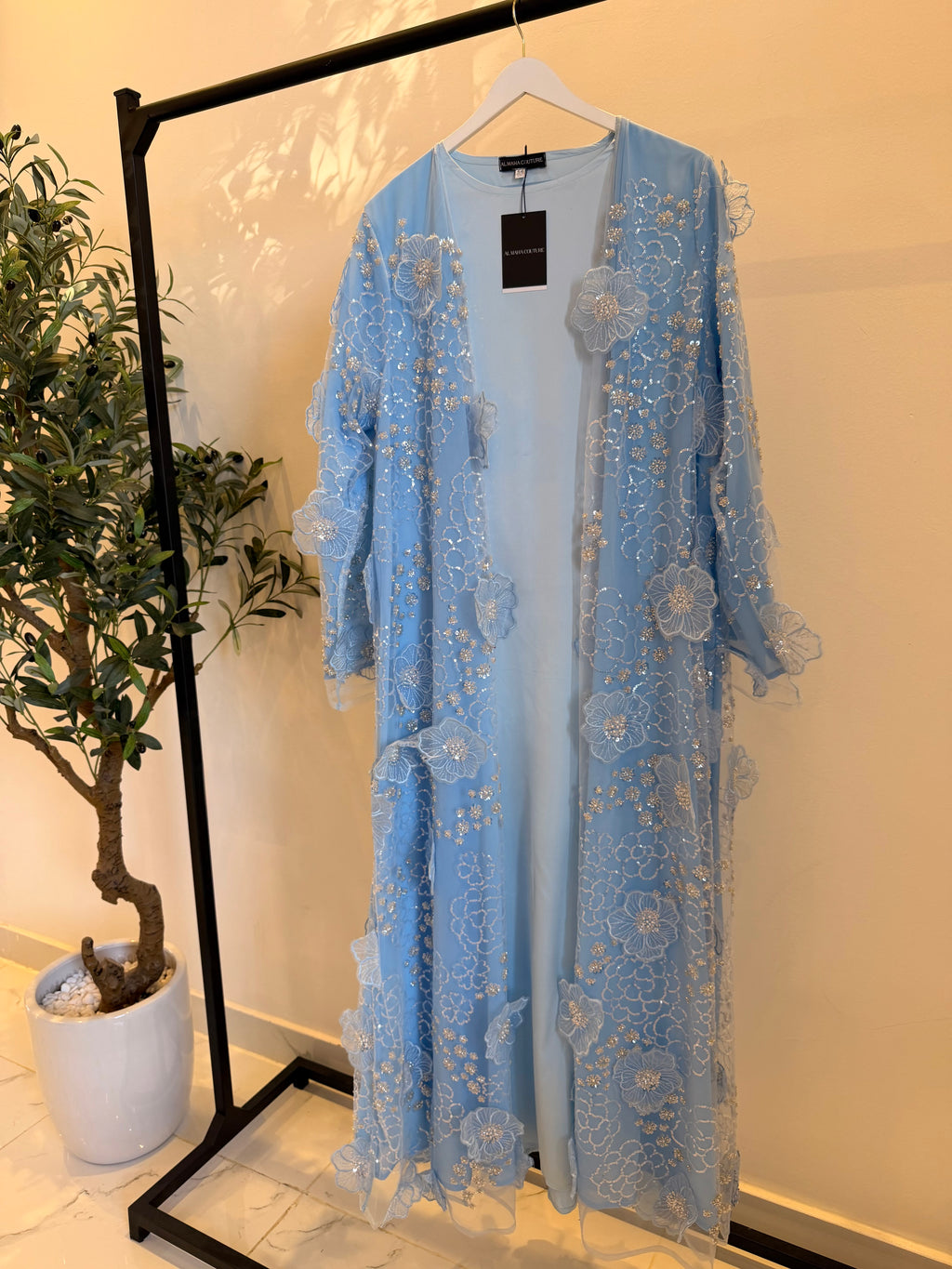 Alia Luxury 3-Piece Set - Pearl & Strass Abaya