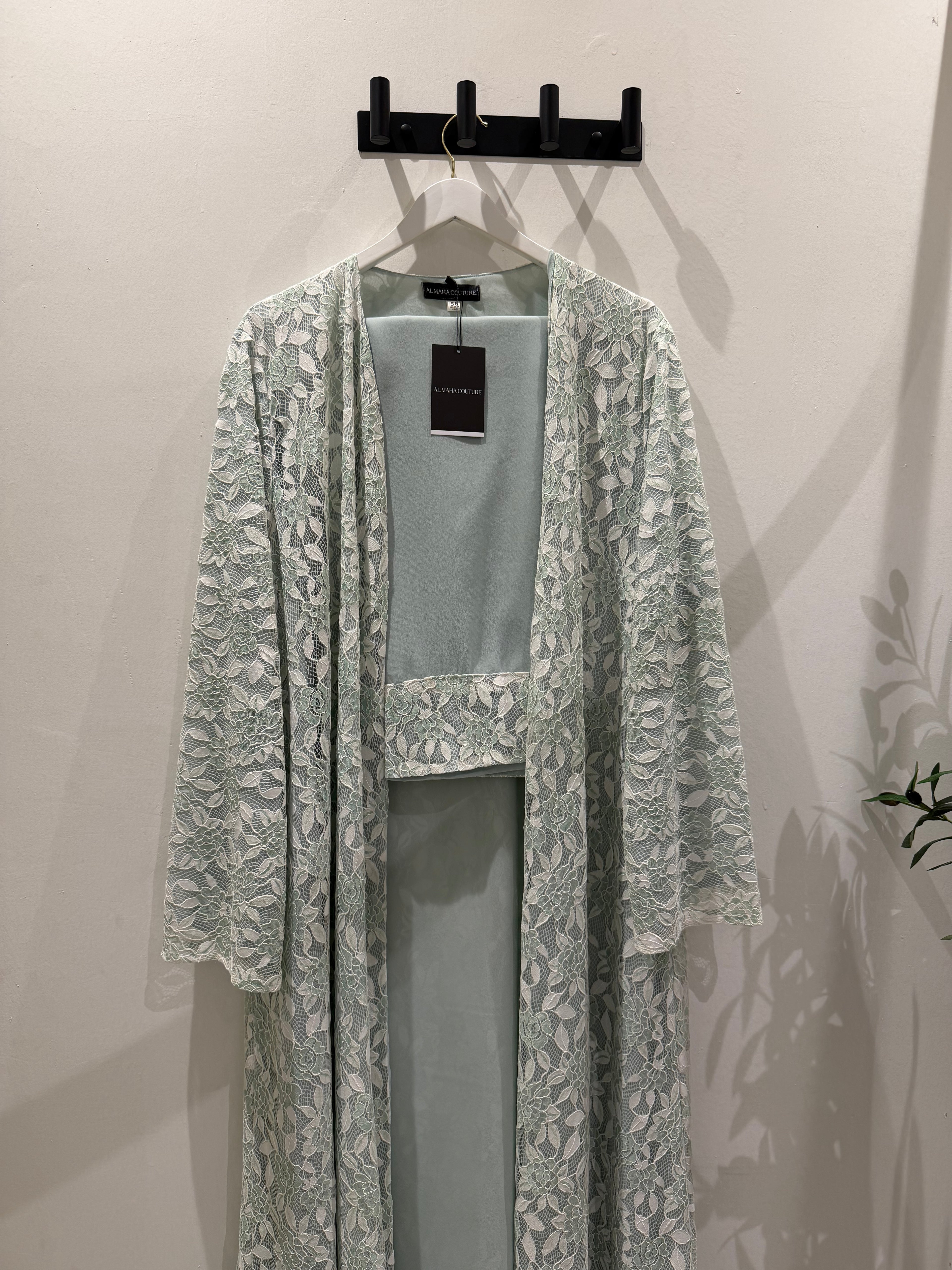 Serena Lace Abaya - Sage Green