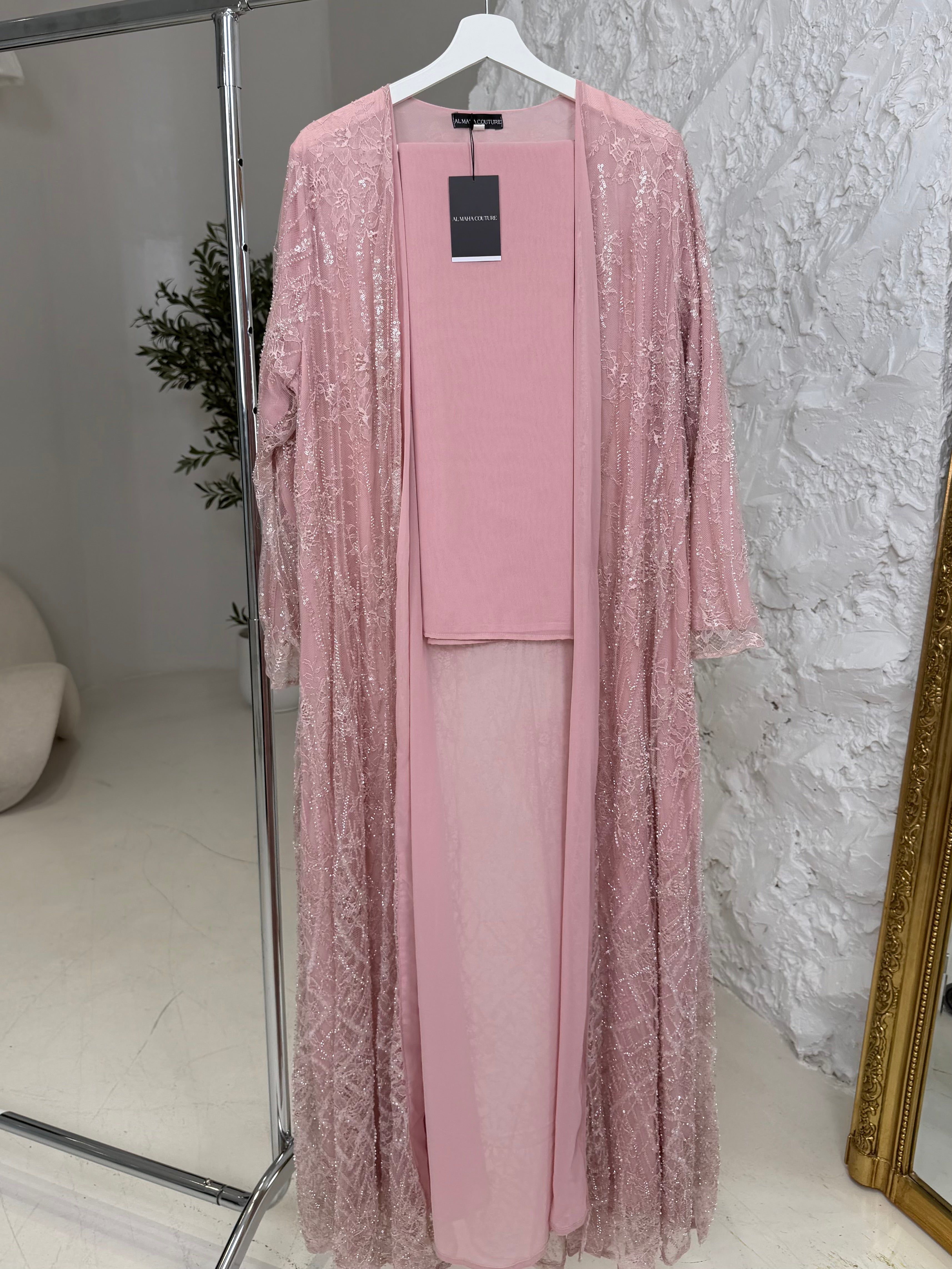 Layan Luxury 3-Piece Set - Lace & Strass Abaya