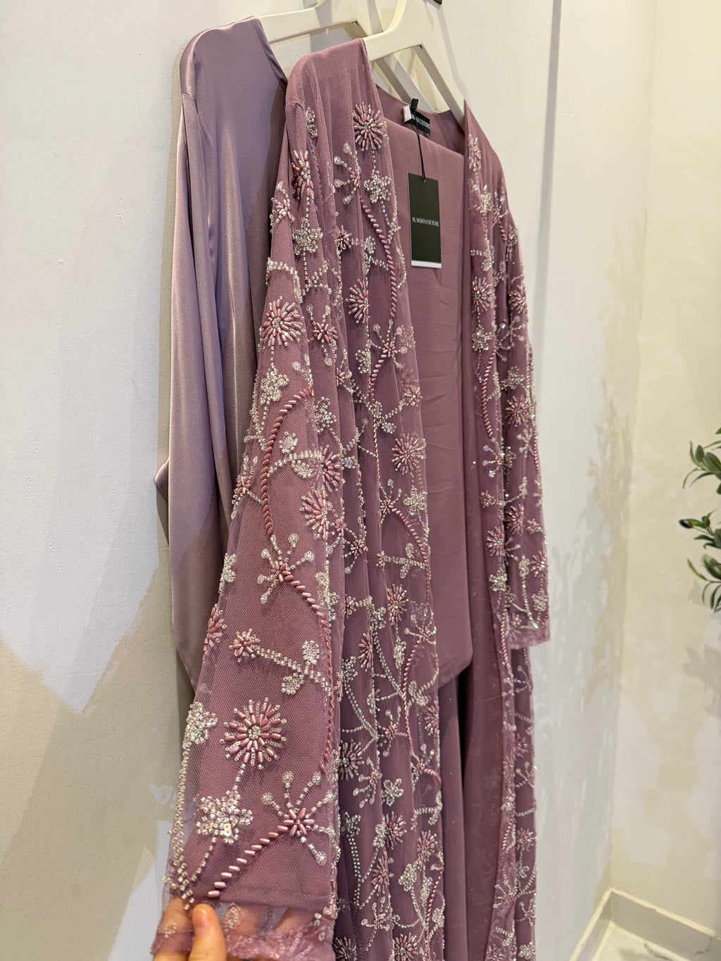 Maya Luxury 3-Piece Set - Pearl & Strass Abaya