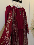 Layali Luxury 3-Piece Set – Pearl & Strass Abaya