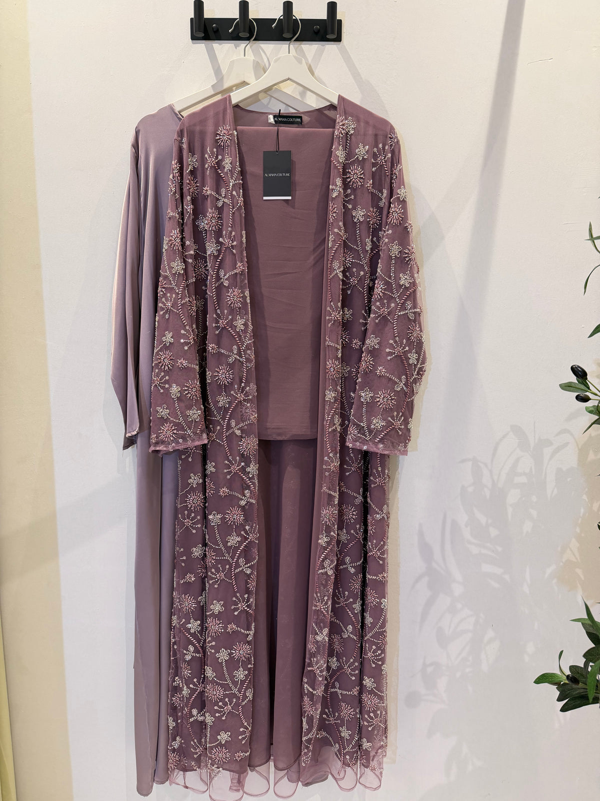 Maya Luxury 3-Piece Set - Pearl & Strass Abaya