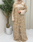 Lujain Full Pearl & Strass Luxury Set - Abaya, Dress & Sheila