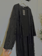 Zahra Luxury 3-Piece Set – Pearl & Strass Abaya