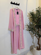 Layan Lace Abaya Set – Pink