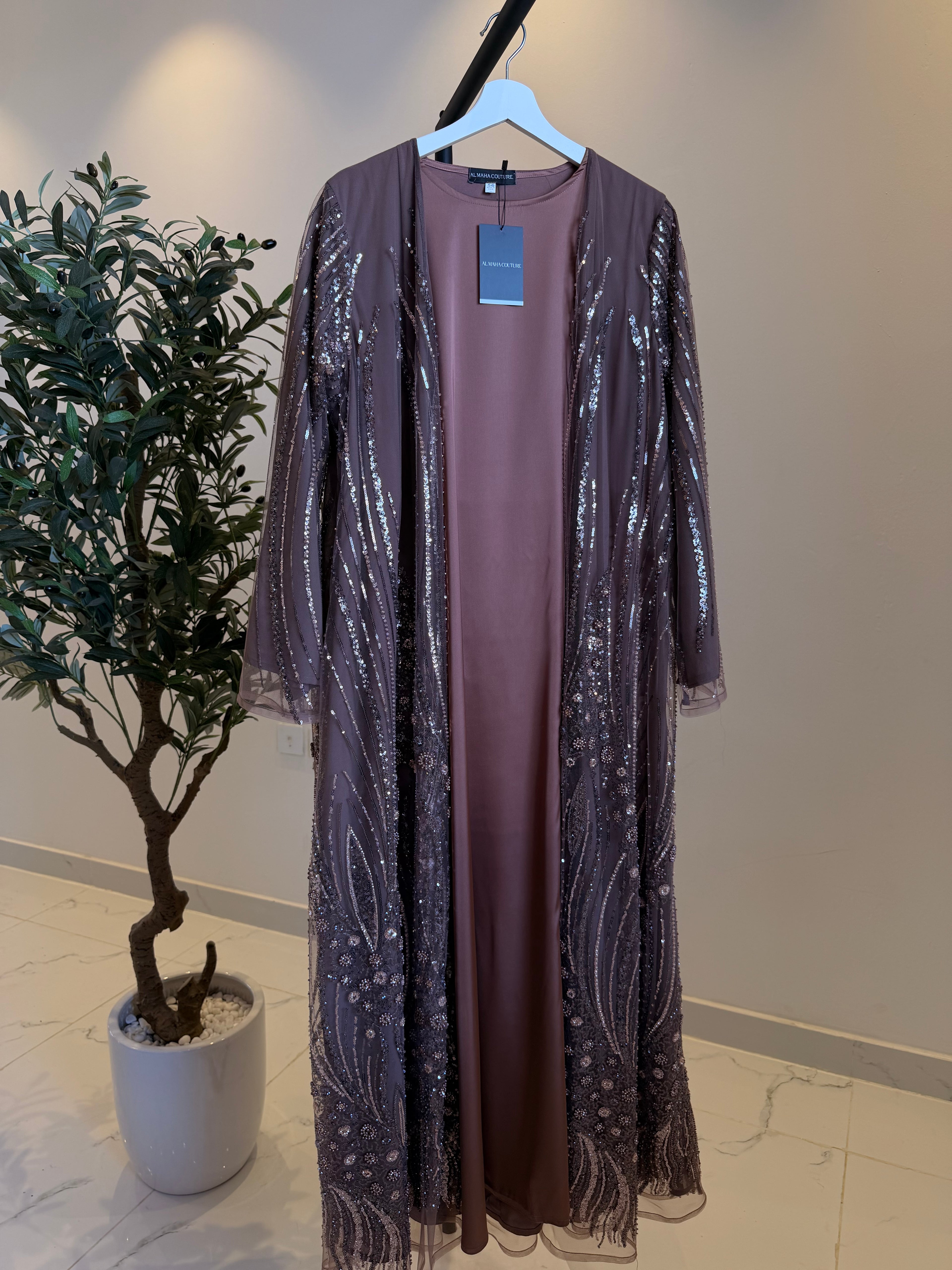 Maram Luxury 3-Piece Set - Pearl & Strass Abaya