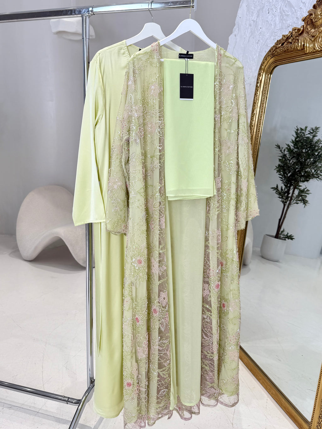 Jasmin Full Pearl & Strass Luxury Set – Abaya, Dress & Sheila