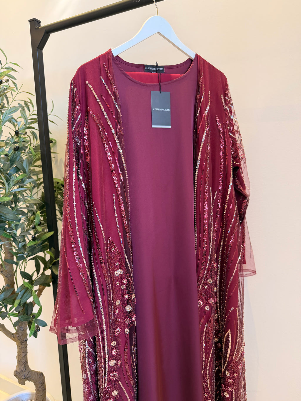 Maha Luxury 3-Piece Set - Pearl & Strass Abaya