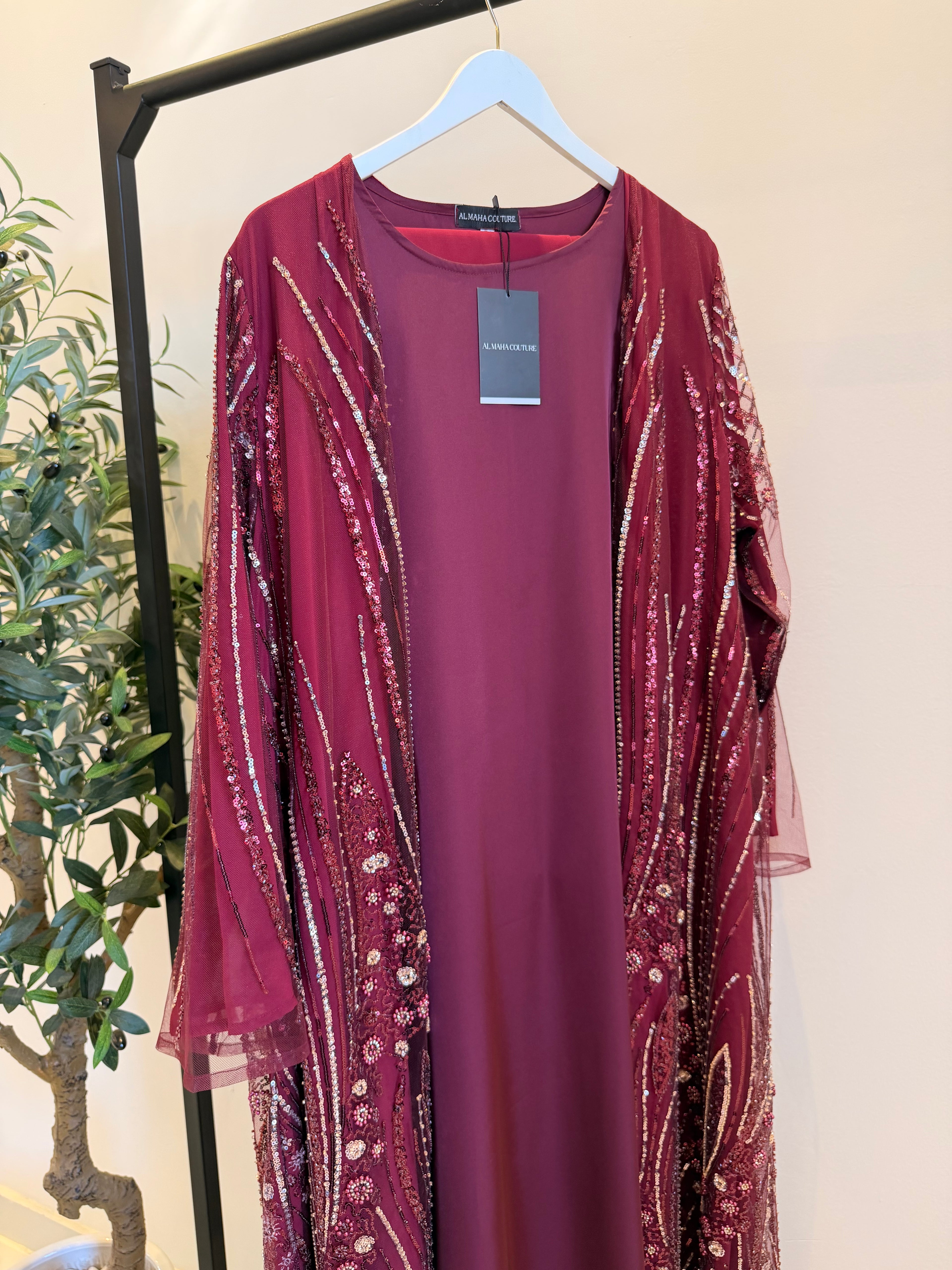 Maha Luxury 3-Piece Set - Pearl & Strass Abaya