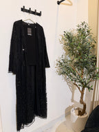 Zahra Luxury 3-Piece Set – Pearl & Strass Abaya