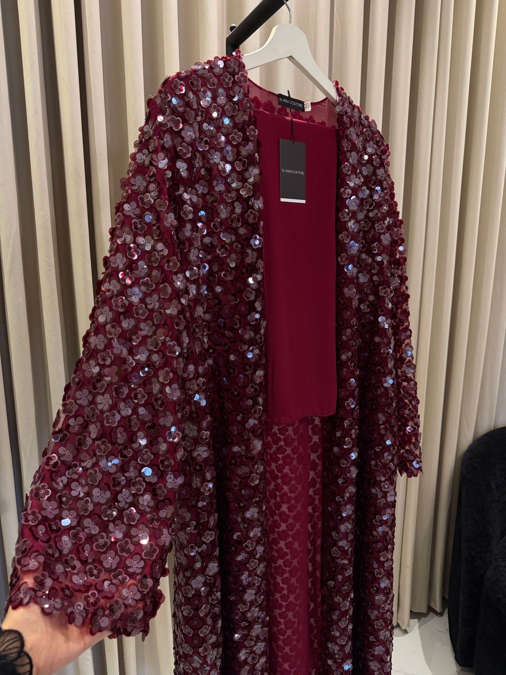 Celeste Sequin Abaya – 3-Piece Luxury Set ❤️