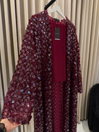 Celeste Sequin Abaya – 3-Piece Luxury Set ❤️