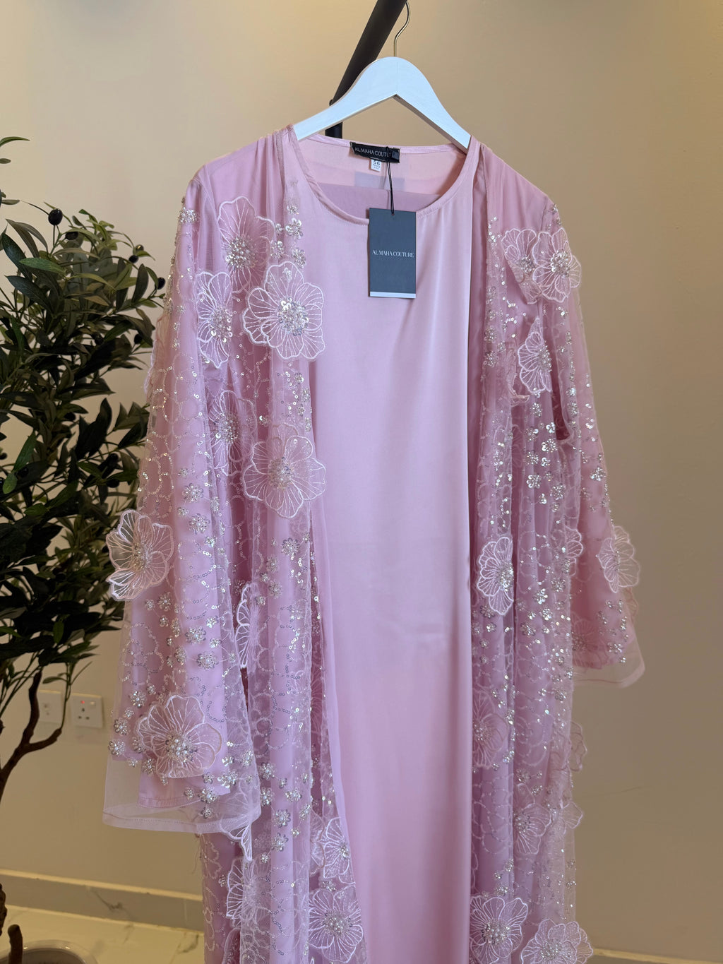 Aseel Luxury 3-Piece Set - Pearl & Strass Abaya