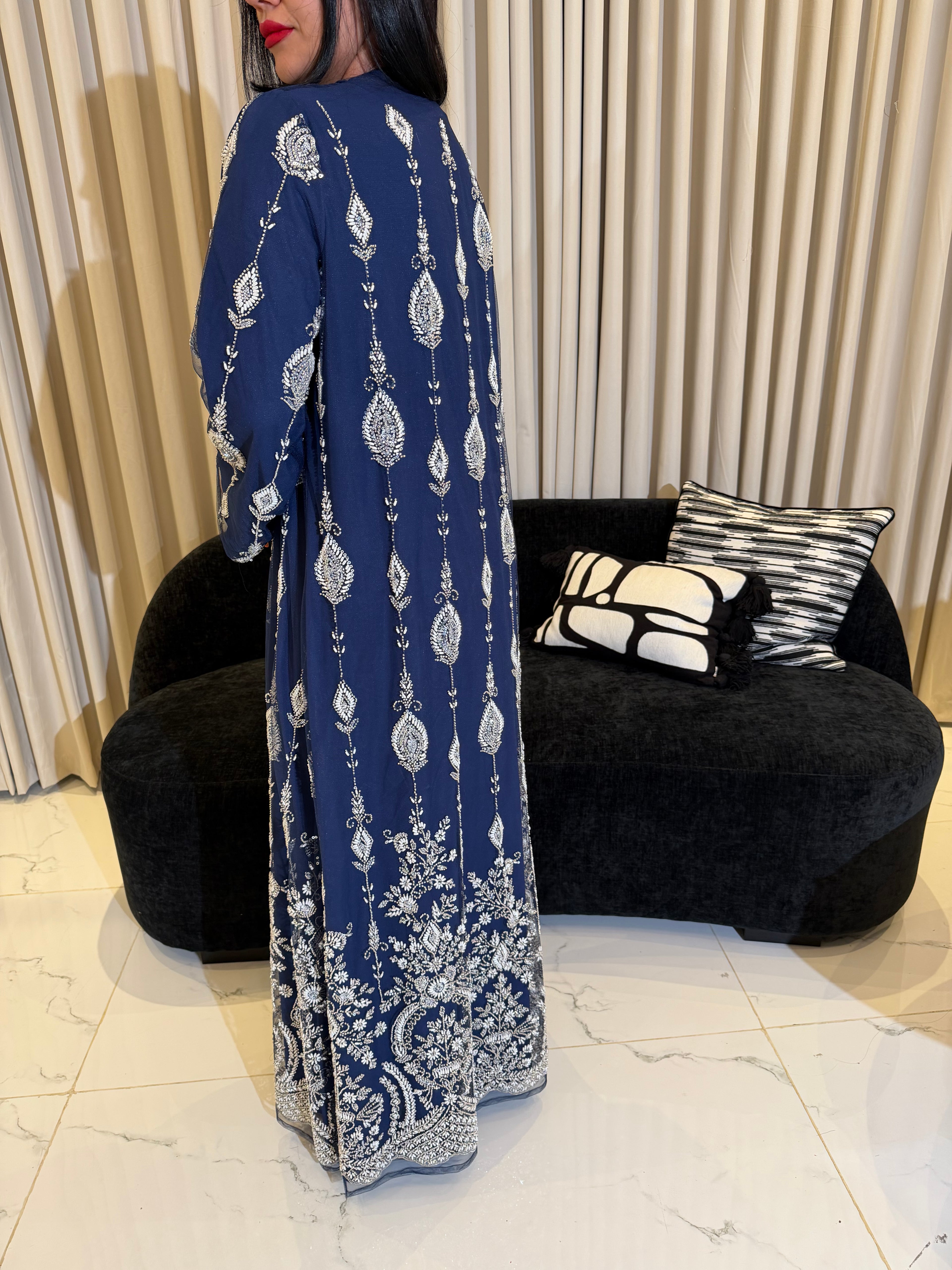 Zahia Luxury 3-Piece Set – Pearl & Strass Abaya