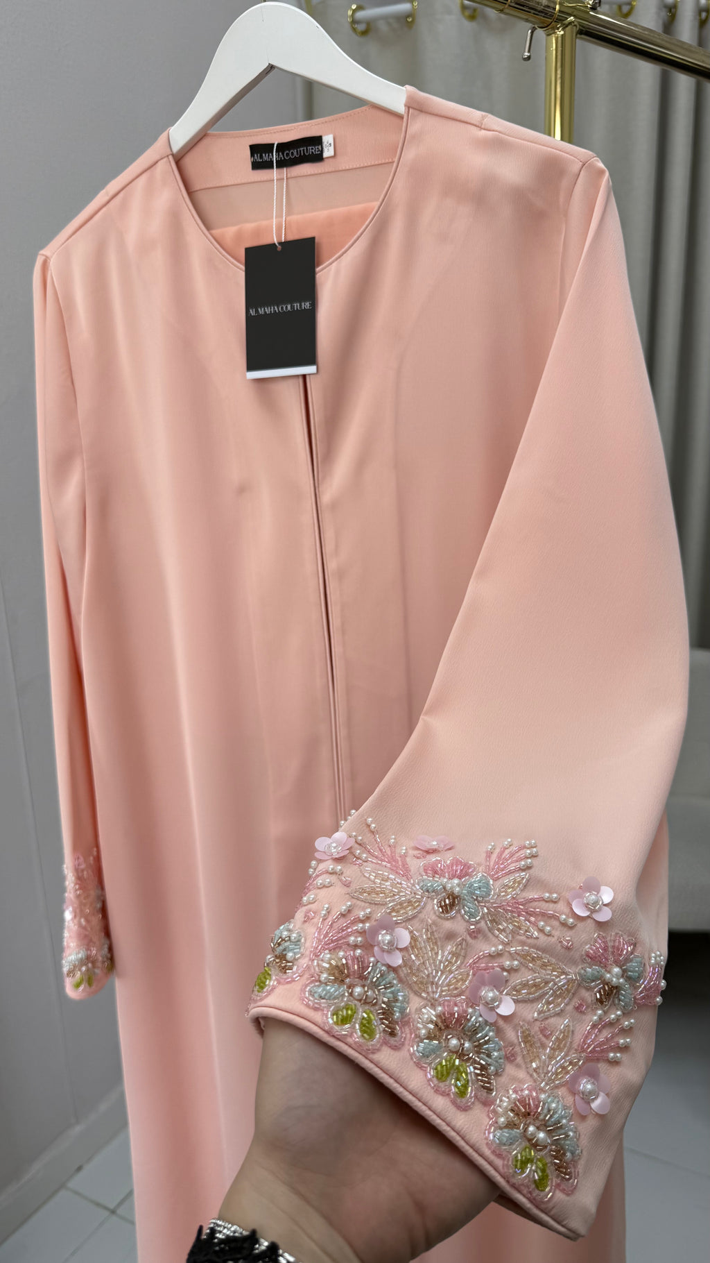 Zaya Peach Embroidered Abaya