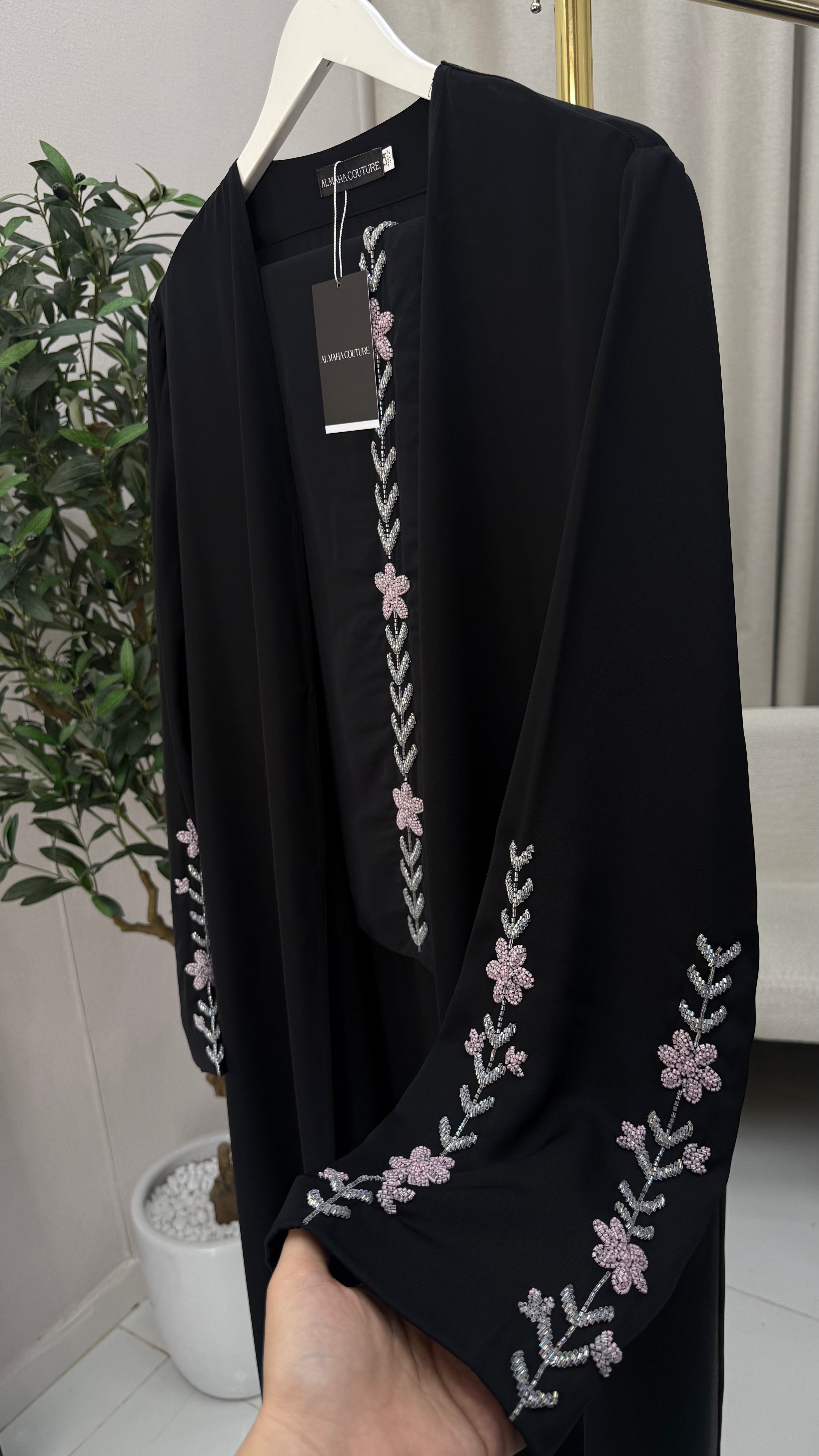Mahara Black Embroidered Abaya with Sheila